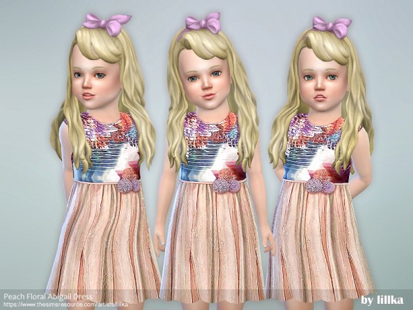  The Sims Resource: Peach Floral Abigail Dress by lillka