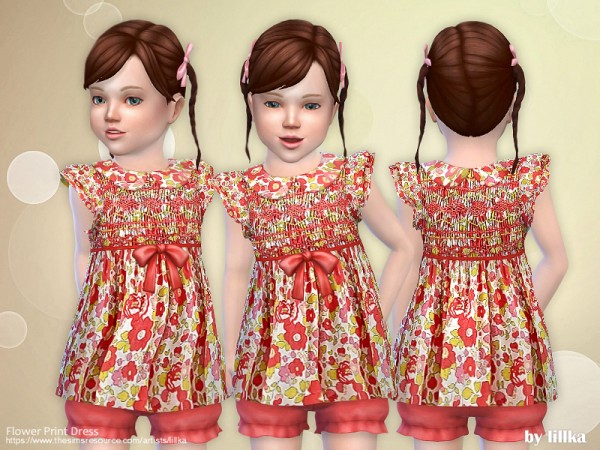  The Sims Resource: Flower Print Dress by lillka