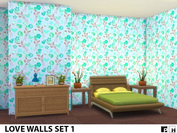  The Sims Resource: Love Walls Set 1 by Pinkfizzzzz