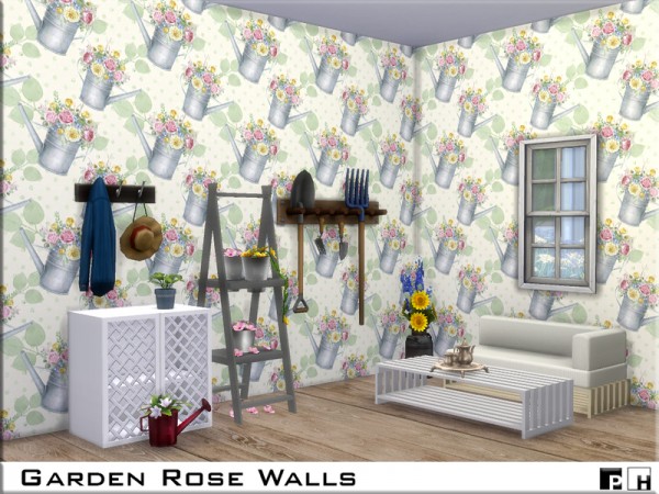  The Sims Resource: Garden Rose Walls by Pinkfizzzzz