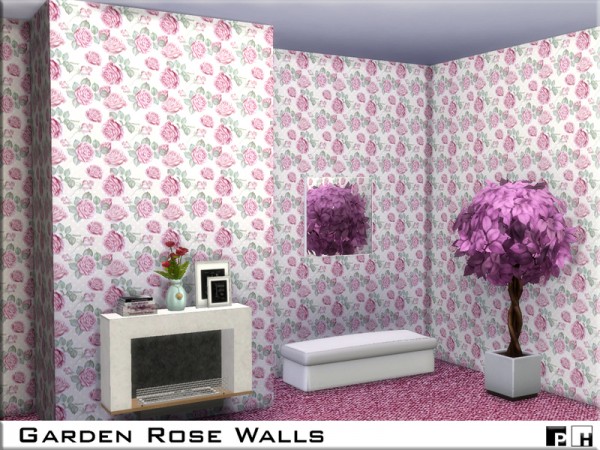  The Sims Resource: Garden Rose Walls by Pinkfizzzzz
