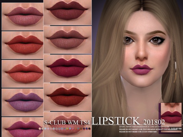  The Sims Resource: Lipstick 201802 by S Club