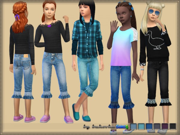  The Sims Resource: Breeches Frill denim by bukovka