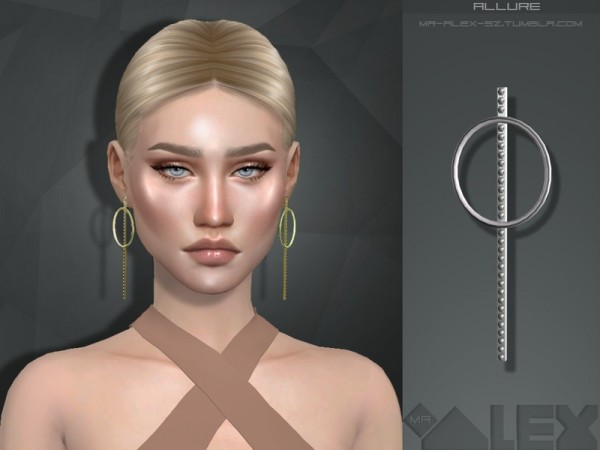  The Sims Resource: Allure earrings by Mr. Alex