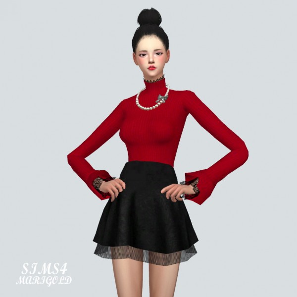  SIMS4 Marigold: Lace Turtleneck top