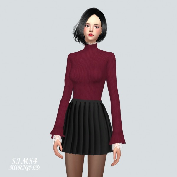  SIMS4 Marigold: Lace Turtleneck top