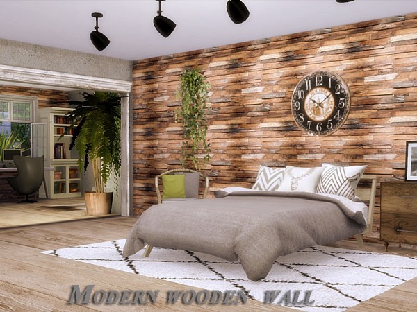  The Sims Resource: Modern wooden wall by Danuta720
