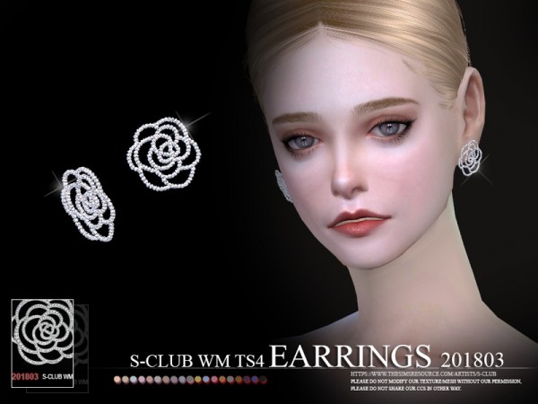  The Sims Resource: Earrings F 201803 by S Club