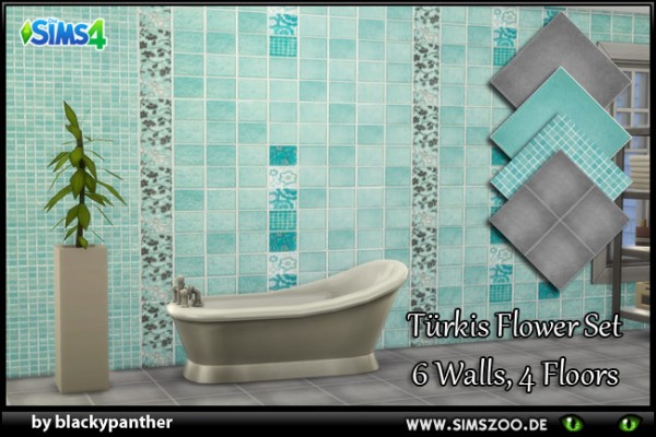  Blackys Sims 4 Zoo: Tuerkis Flower Set by  blackypanther