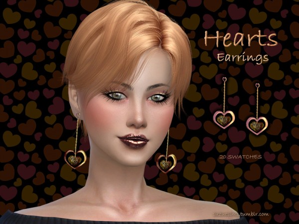  The Sims Resource: Hearts Earrings by Suzue