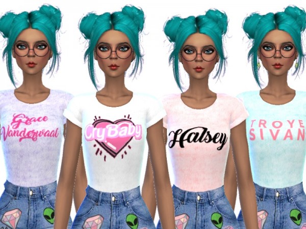  The Sims Resource: Band Tee Shirts Pack Seven by Wicked Kittie