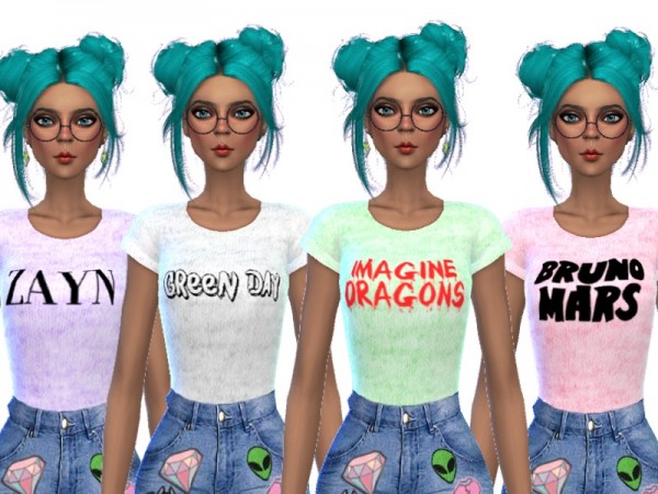  The Sims Resource: Band Tee Shirts Pack Seven by Wicked Kittie
