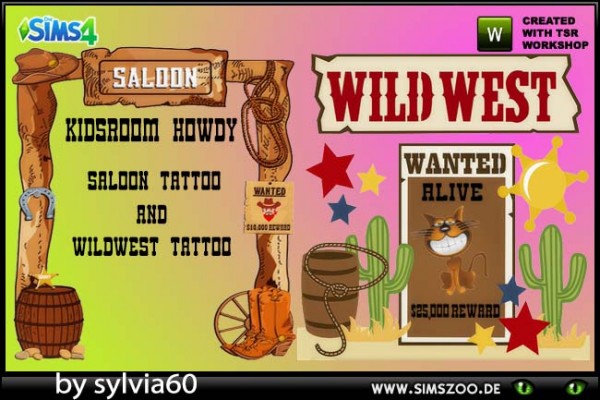  Blackys Sims 4 Zoo: Howdy Saloon and Wildwest wall stencil by