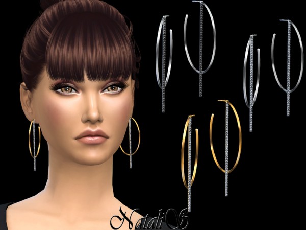  The Sims Resource: Bar Diamond Hoop Earrings by NataliS