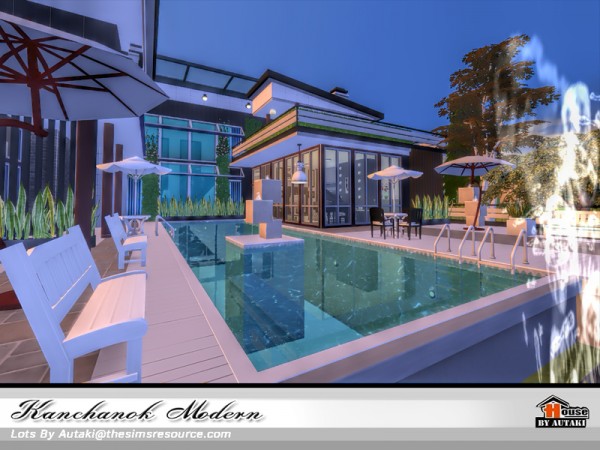  The Sims Resource: Kanchanok Modern house by Autaki