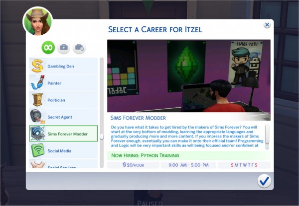  Mod The Sims: Sims Forever Modder Career by PurpleThistles