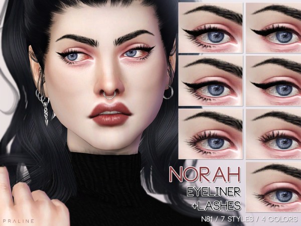  The Sims Resource: Norah Eyeliner and Lashes N81 by Pralinesims