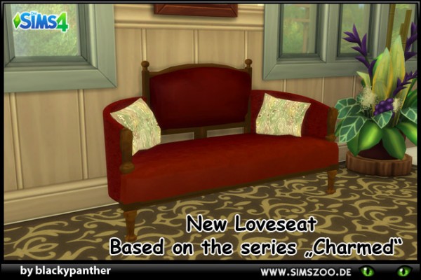  Blackys Sims 4 Zoo: Charmed Set Loveseat Burgandy by blackypanther