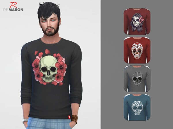  The Sims Resource: Skull shirt for men by Remaron