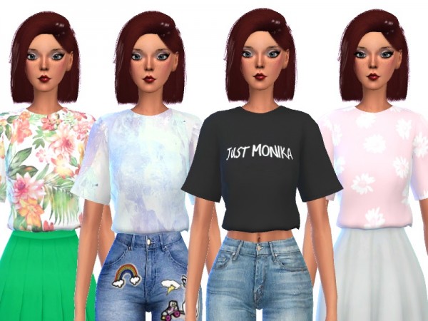 The Sims Resource: Jazzy Cropped Tops by Wicked_Kittie • Sims 4 Downloads