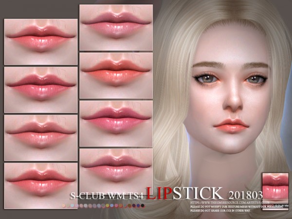  The Sims Resource: Lipstick 201803 by S Club