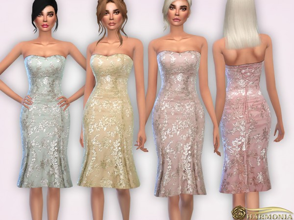  The Sims Resource: Sequin Embroidered Evening Hem Dress by Harmonia