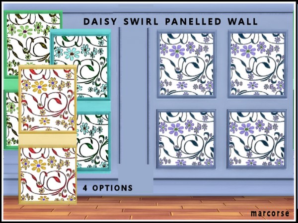  The Sims Resource: Daisy Swirl Panelled Wall by marcorse