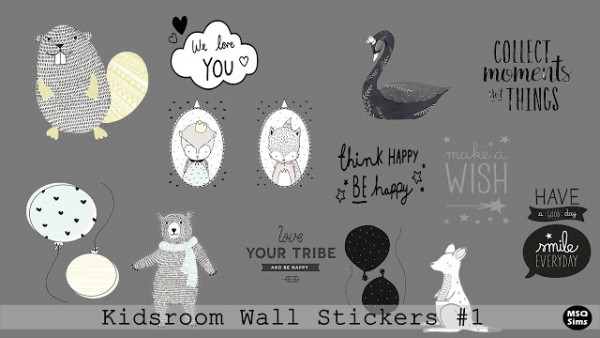  MSQ Sims: Kidsroom Wall Stickers 1