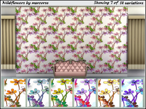  The Sims Resource: Wildflowers walls by marcorse