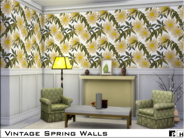  The Sims Resource: Vintage Spring Walls by Pinkfizzzzz