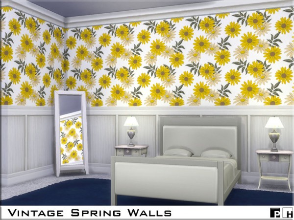  The Sims Resource: Vintage Spring Walls by Pinkfizzzzz