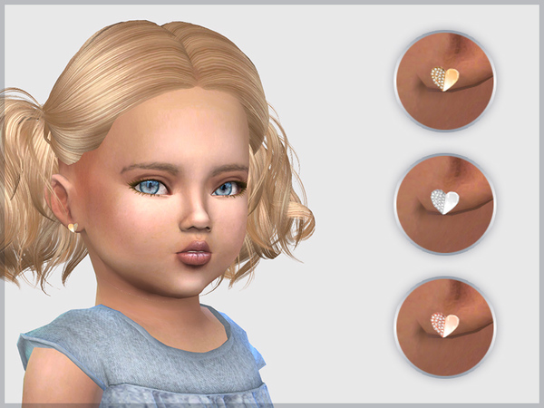  The Sims Resource: Heart Studs For Toddlers by feyona