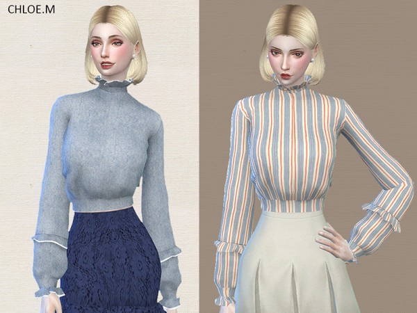  The Sims Resource: Blouse with falbala by ChloeMMM