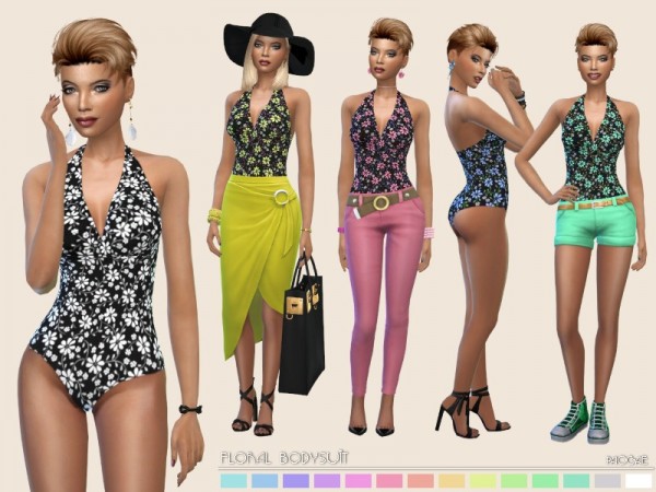  The Sims Resource: Floral Bodysuit by Paogae