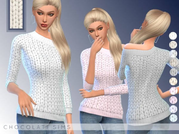  The Sims Resource: Chunky Knit Sweater by MissSchokoLove