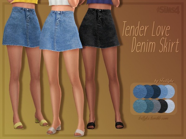  The Sims Resource: Tender Love Denim Skirt by Trillyke
