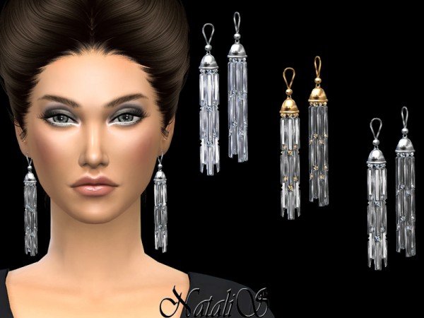  The Sims Resource: Long Rhinestone Drop Earrings by NataliS