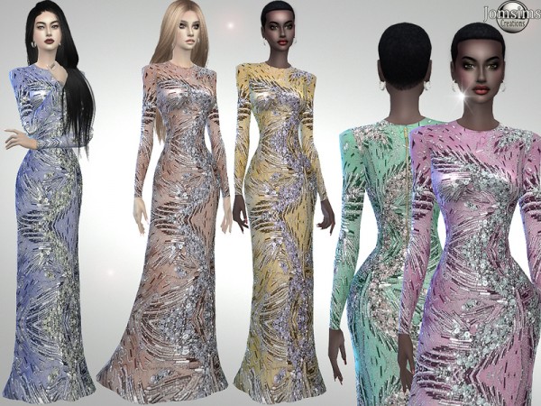  The Sims Resource: Vegiana crystals dress by jomsims