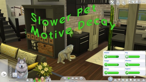 Mod The Sims: Slower Pet Motive Decay by snthe