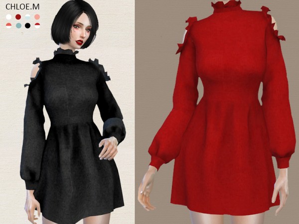  The Sims Resource: Dress with falbala by ChloeMMM