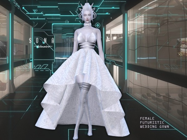  The Sims Resource: SONA   Futuristic Wedding Gown by Helsoseira