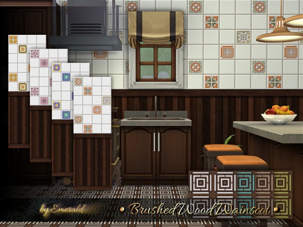The Sims Resource: Brushed Wood Wainscot by emerald • Sims 4 Downloads