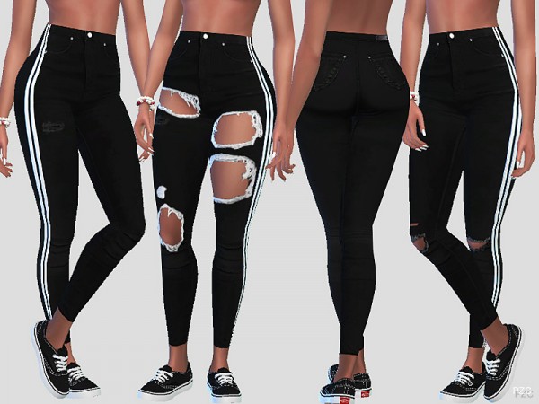  The Sims Resource: Sporty Black Skinny Denim Jeans by Pinkzombiecupcakes