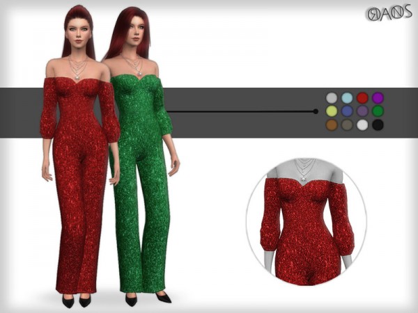  The Sims Resource: Glitter Bardot Jumpsuit by OranosTR