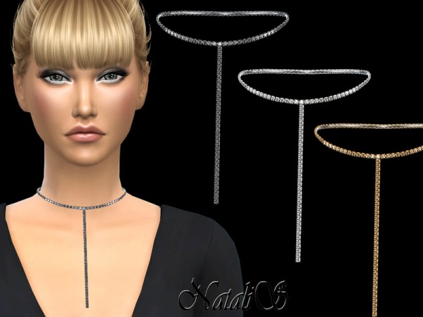  The Sims Resource: Crystals drop detail choker by NataliS