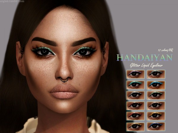  The Sims Resource: HANDAIYAN Glitter Liquid Eyeliner by ANGISSI
