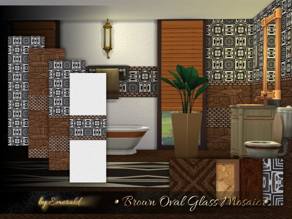  The Sims Resource: Brown Oval Glass Mosaic by emerald