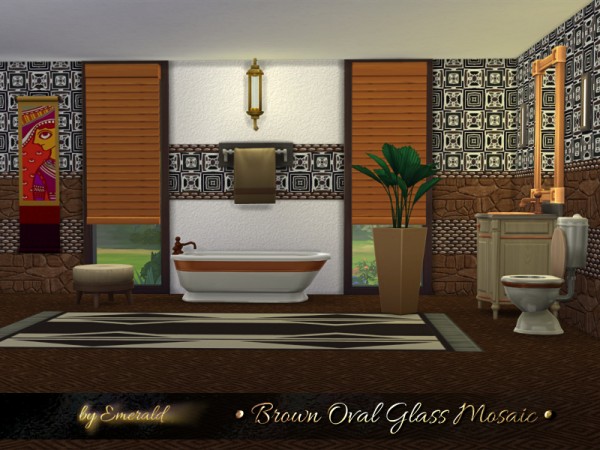  The Sims Resource: Brown Oval Glass Mosaic by emerald