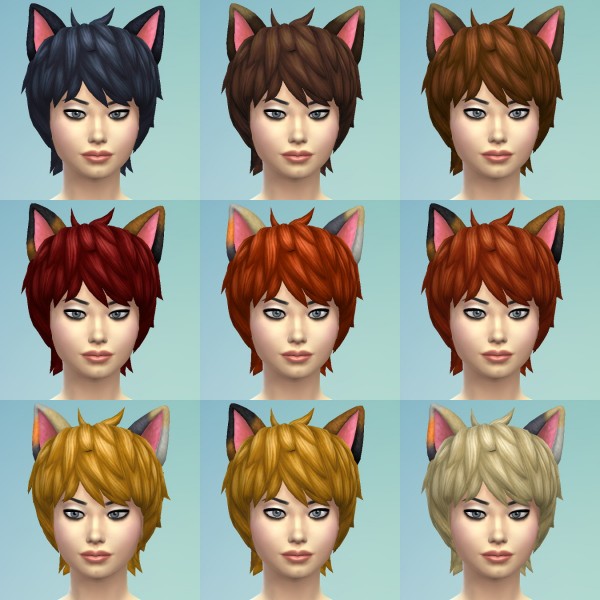 Mod The Sims: More Realistic Cat Ears Hair by EmilitaRabbit * Sims 4.