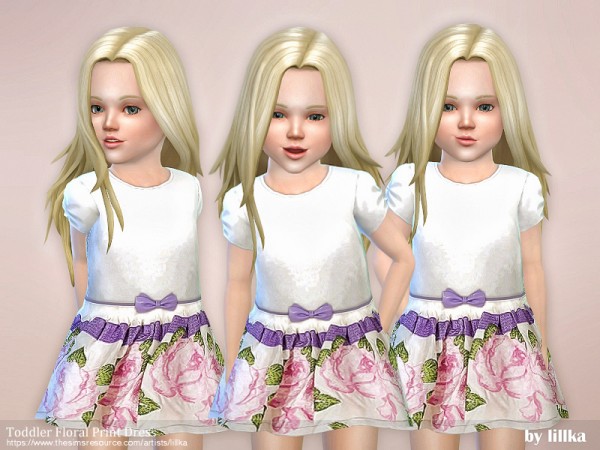  The Sims Resource: Toddler Floral Print Dress by lillka